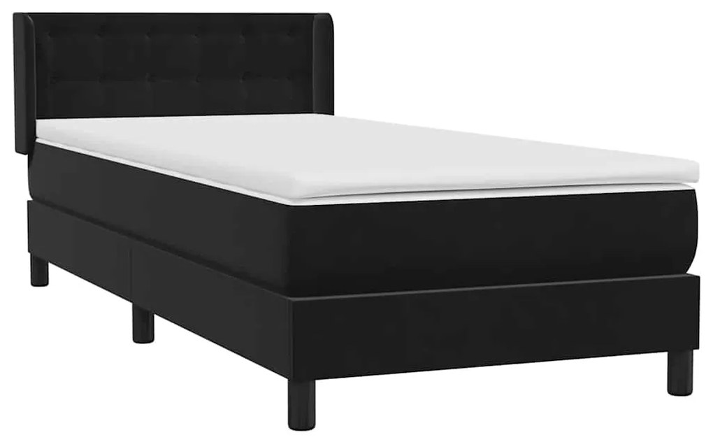 Cama com molas/colchão 80x220 cm veludo preto