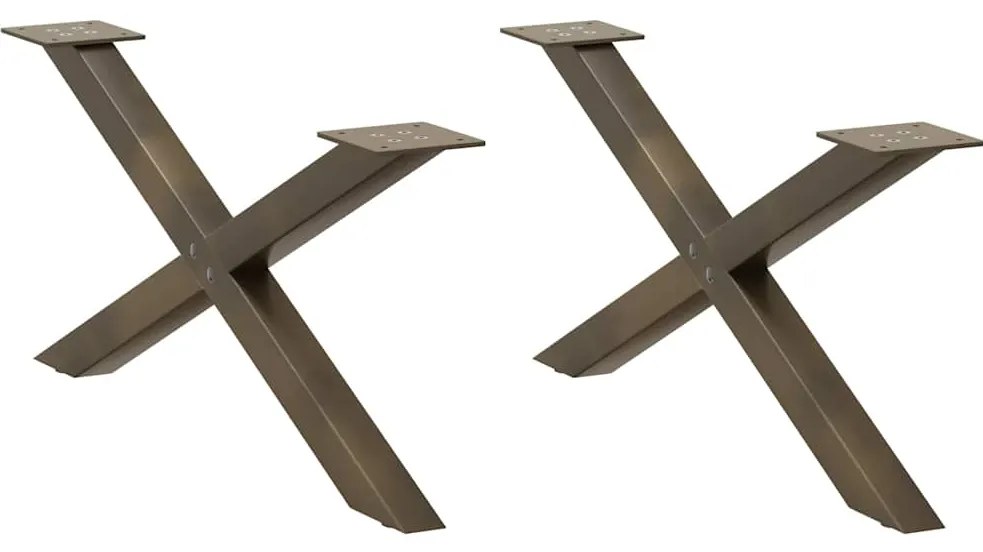 Pés para mesa de centro em formato de X, 2 peças, aço natural, 70x(30-