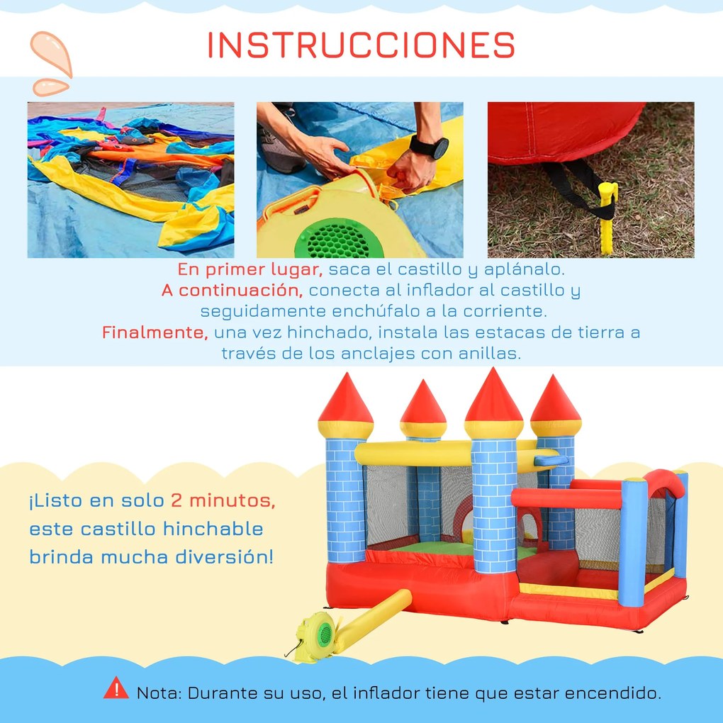 Castelo Insuflável Infantil com Escorrega, Trampolim e Insuflador – 28