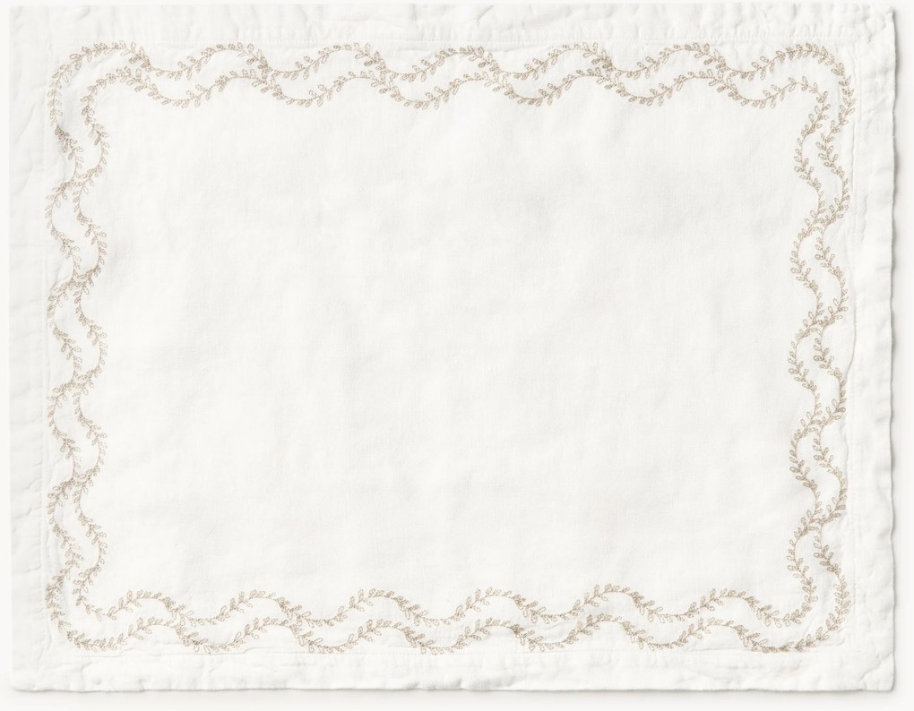 Individuais em linho lavado com bordado artesanais Ivy, conjunto de 2