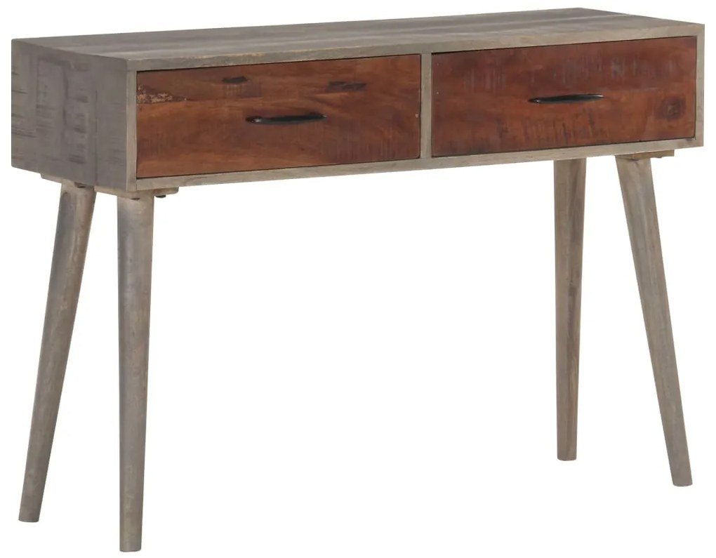 Mesa consola 110x35x75 cm mangueira maciça áspera cinzento