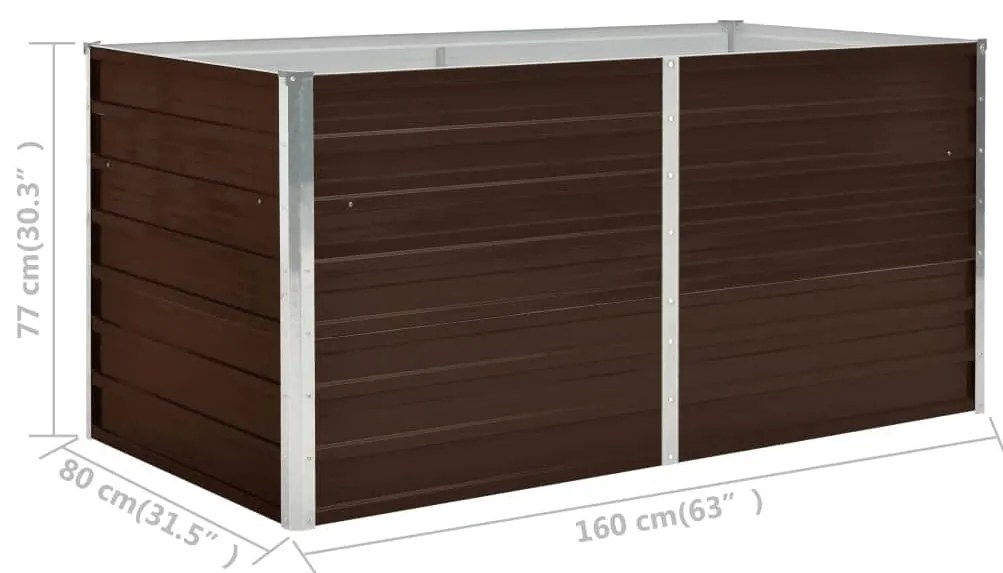 Canteiro de jardim elevado 160x80x77cm aço galvanizado castanho