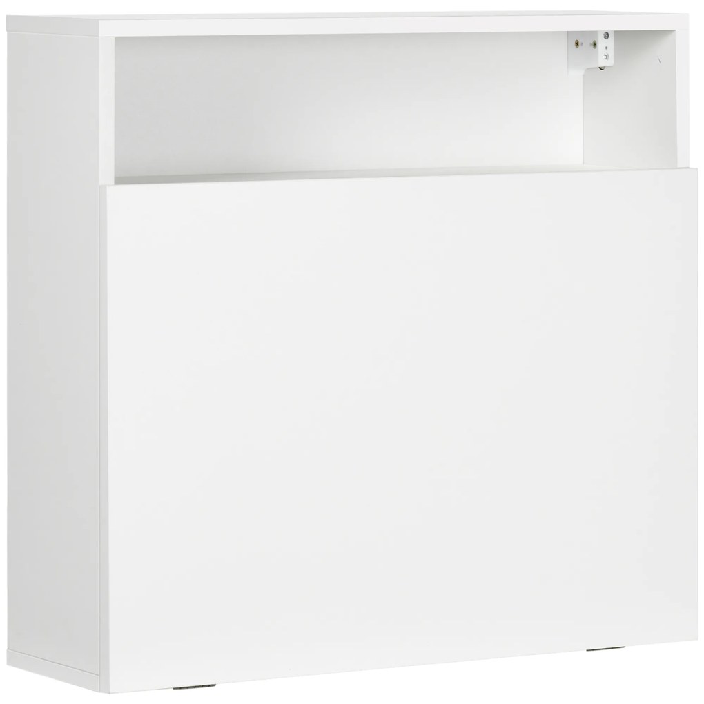 HOMCOM Secretária de Parede Moderna Dobrável Multifuncional com Prateleiras de Armazenamento Carga 40 kg 64x20x60 cm Branco | Aosom Portugal