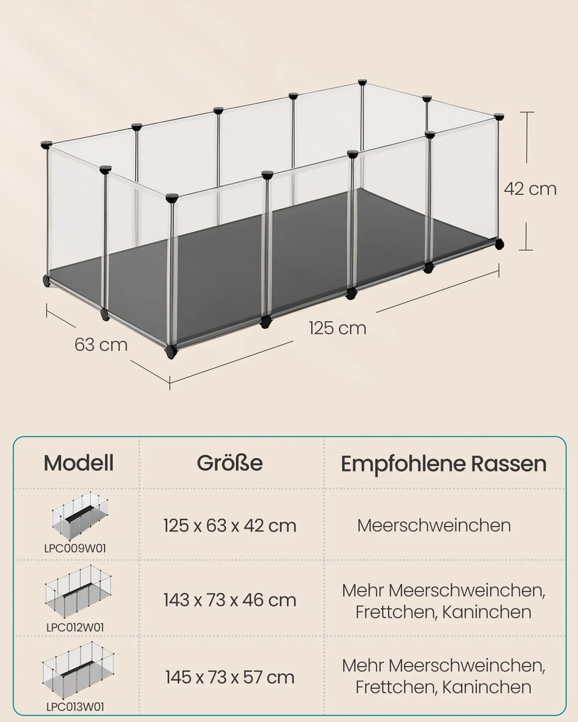 Parque para animais pequenos com placas de base 125 x 63 x 42 cm Branco