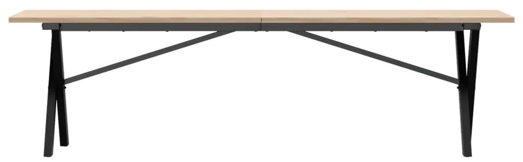 Mesa de centro estrutura em X 160x40x45cm pinho e aço