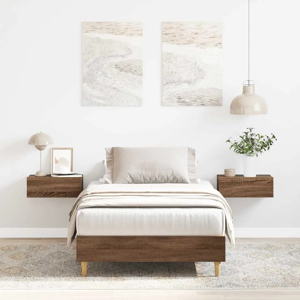 vidaXL Estrutura cama s/ colchão 75x190 cm carvalho castanho