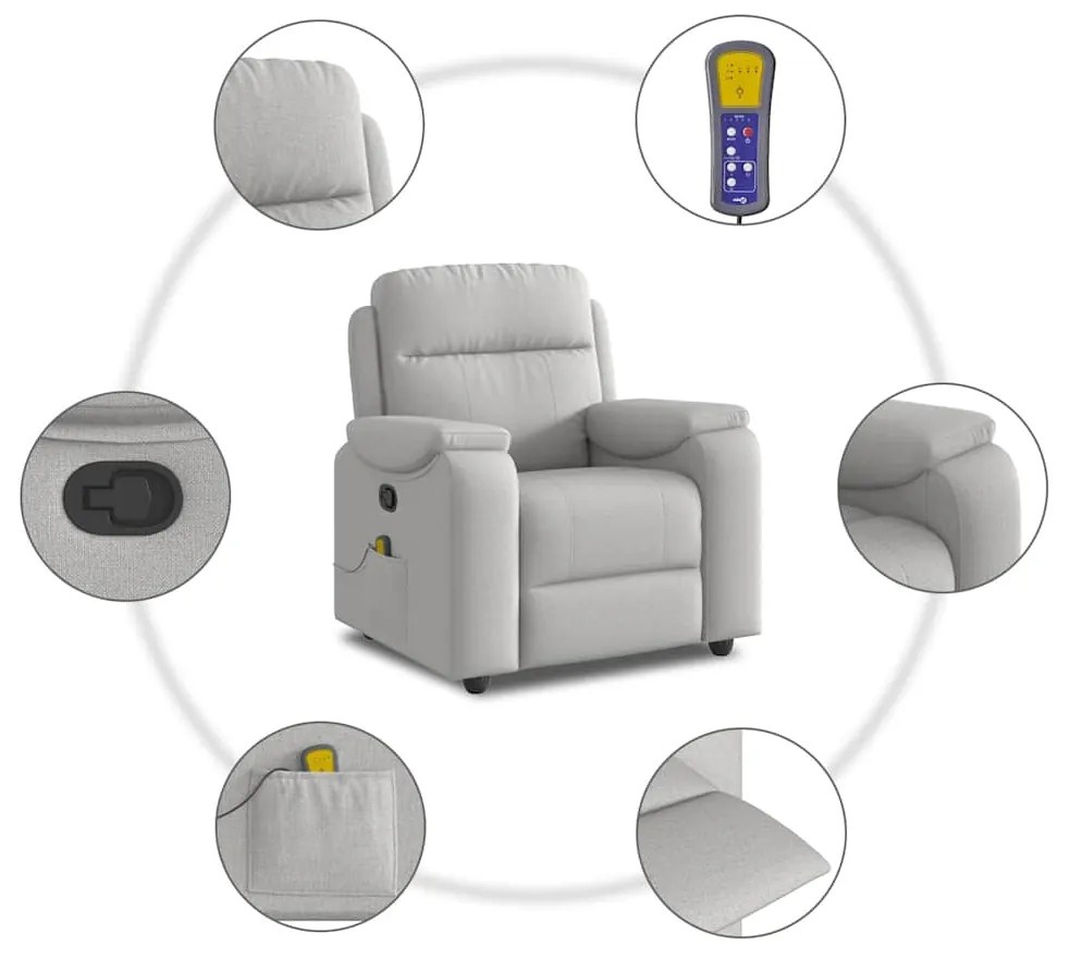 Cadeira de massagem reclinável tecido cinzento