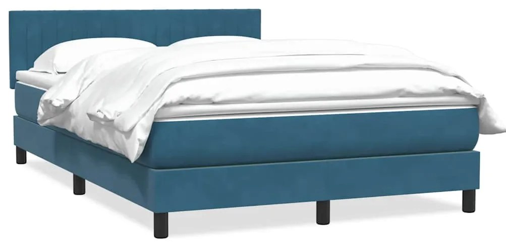vidaXL Cama com molas/colchão 160x220 cm veludo azul-escuro