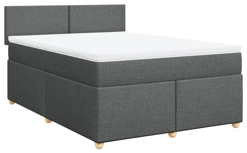 Cama com molas/colchão 140x190 cm tecido cinzento-escuro
