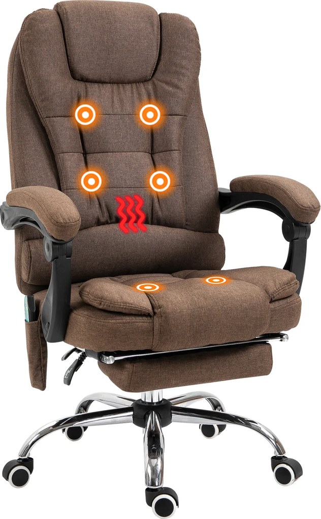 Cadeira de escritório executiva com massagem e aquecimento, altura ajustável, encosto reclinável, apoio para os pés e almofada lombar
