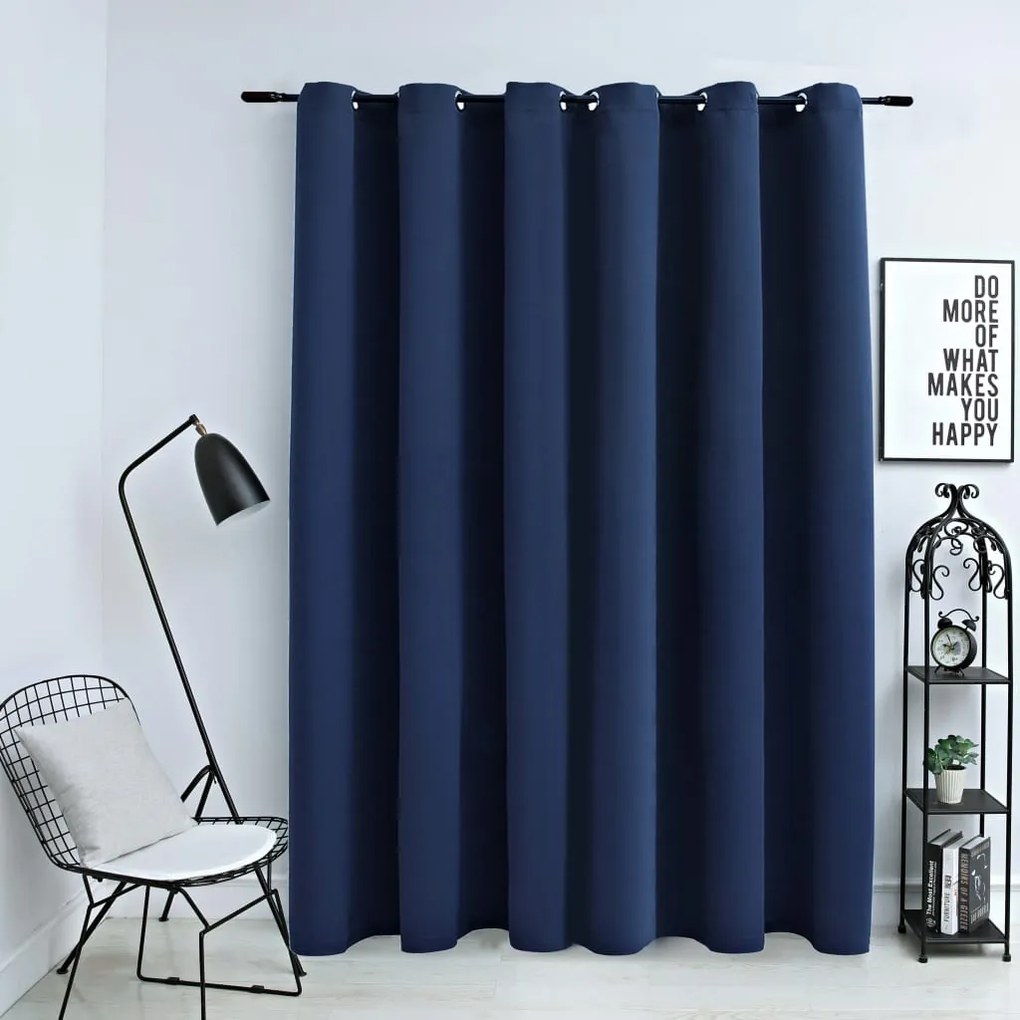 Cortina blackout com argolas em metal 290x245 cm azul