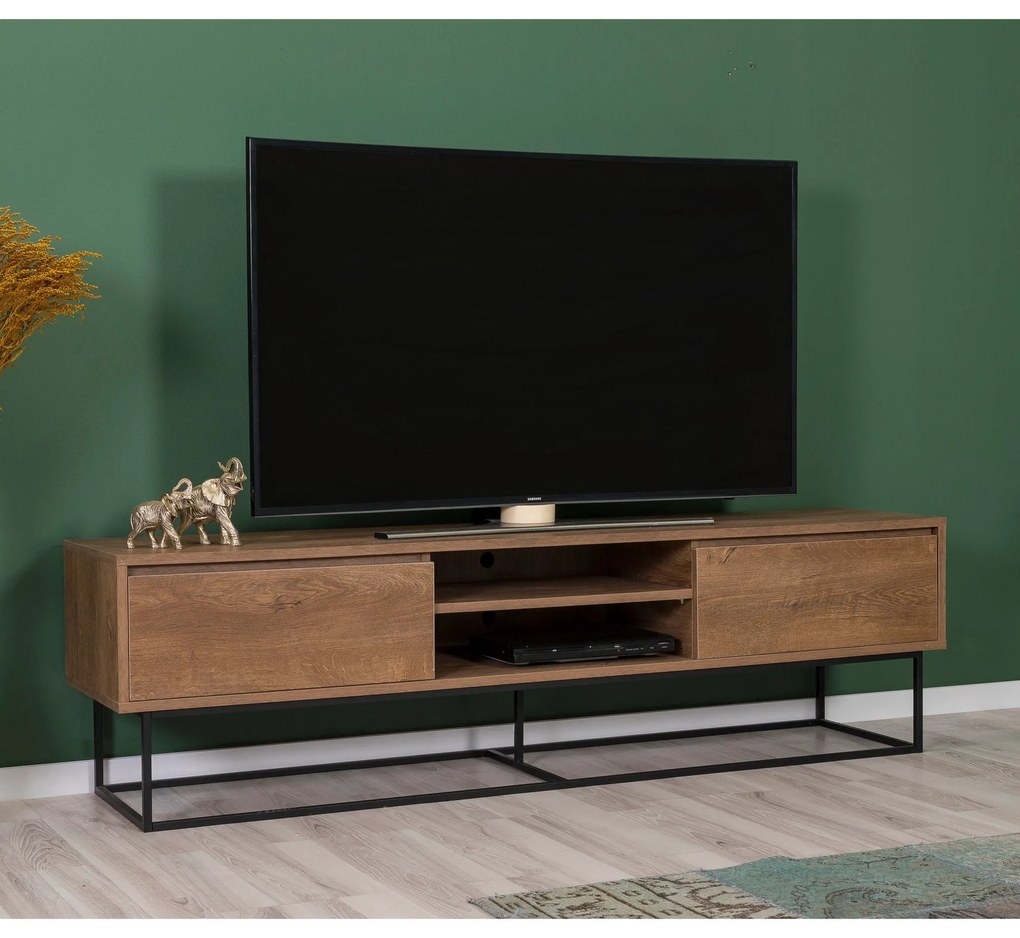 Conjunto de Mobiliário de Sala de Estar Laxus – Nogueira/Preto – Unida