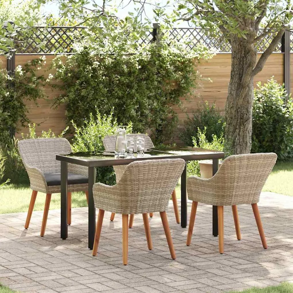 Conjunto de sala de jantar 5 pcs Cinza claro e preto