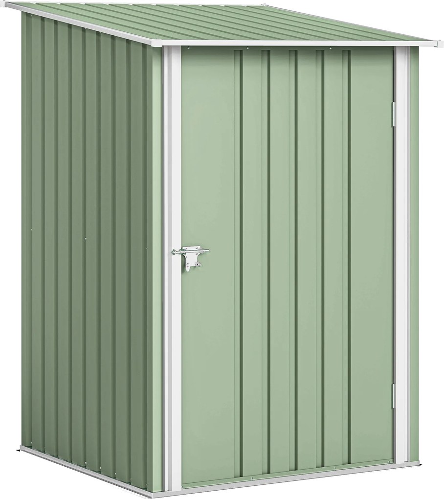 Outsunny Abrigo de Jardim Metálico 0,92 m² 100x103x160 cm com 1 Porta e Fecho para Armazenamento Ferramentas Verde Claro | Aosom Portugal