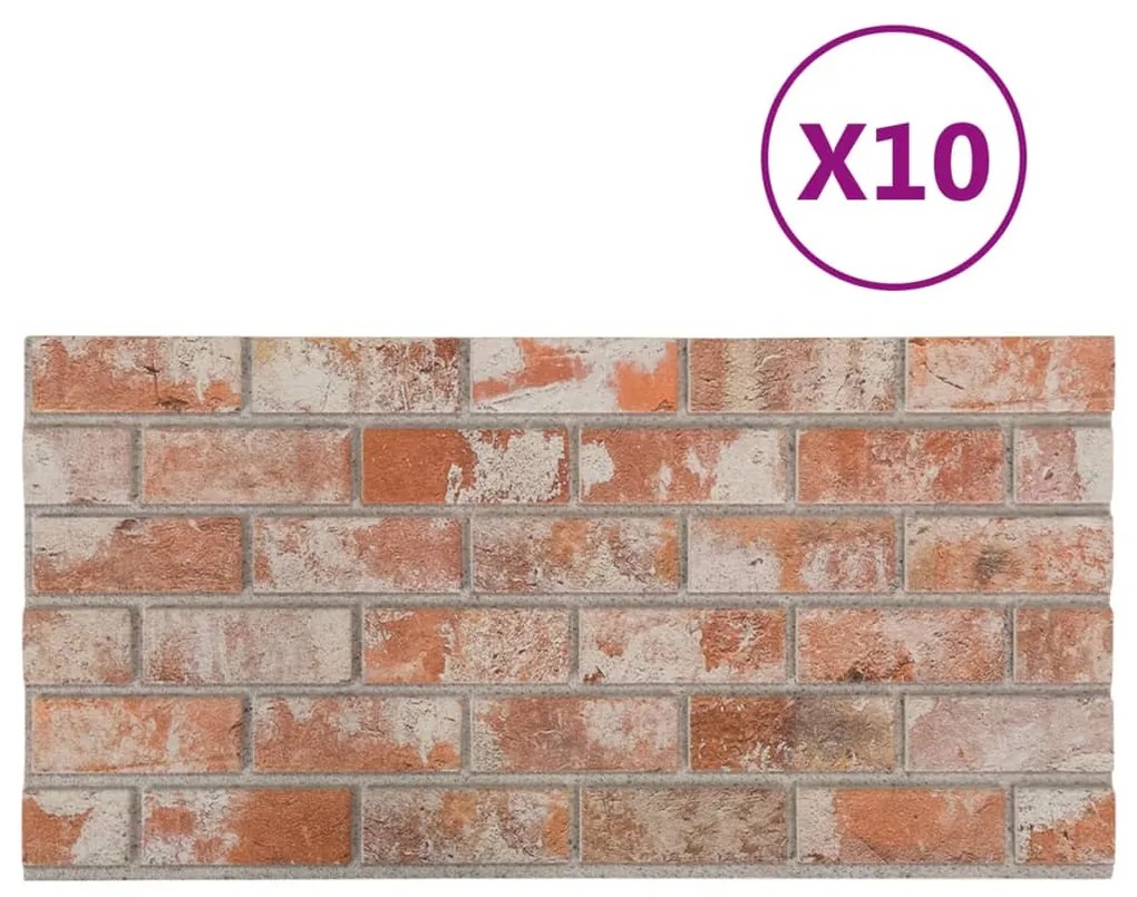 Painéis de parede 3D c/ design tijolos vermelhos 10 pcs EPS