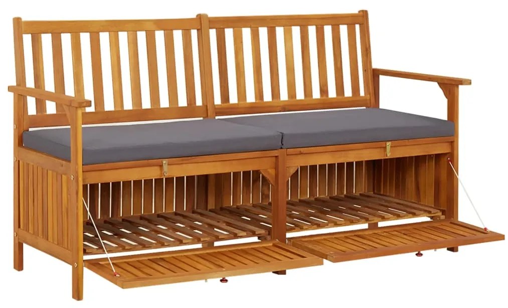 Banco de arrumação c/ almofadão 148 cm madeira de acácia maciça