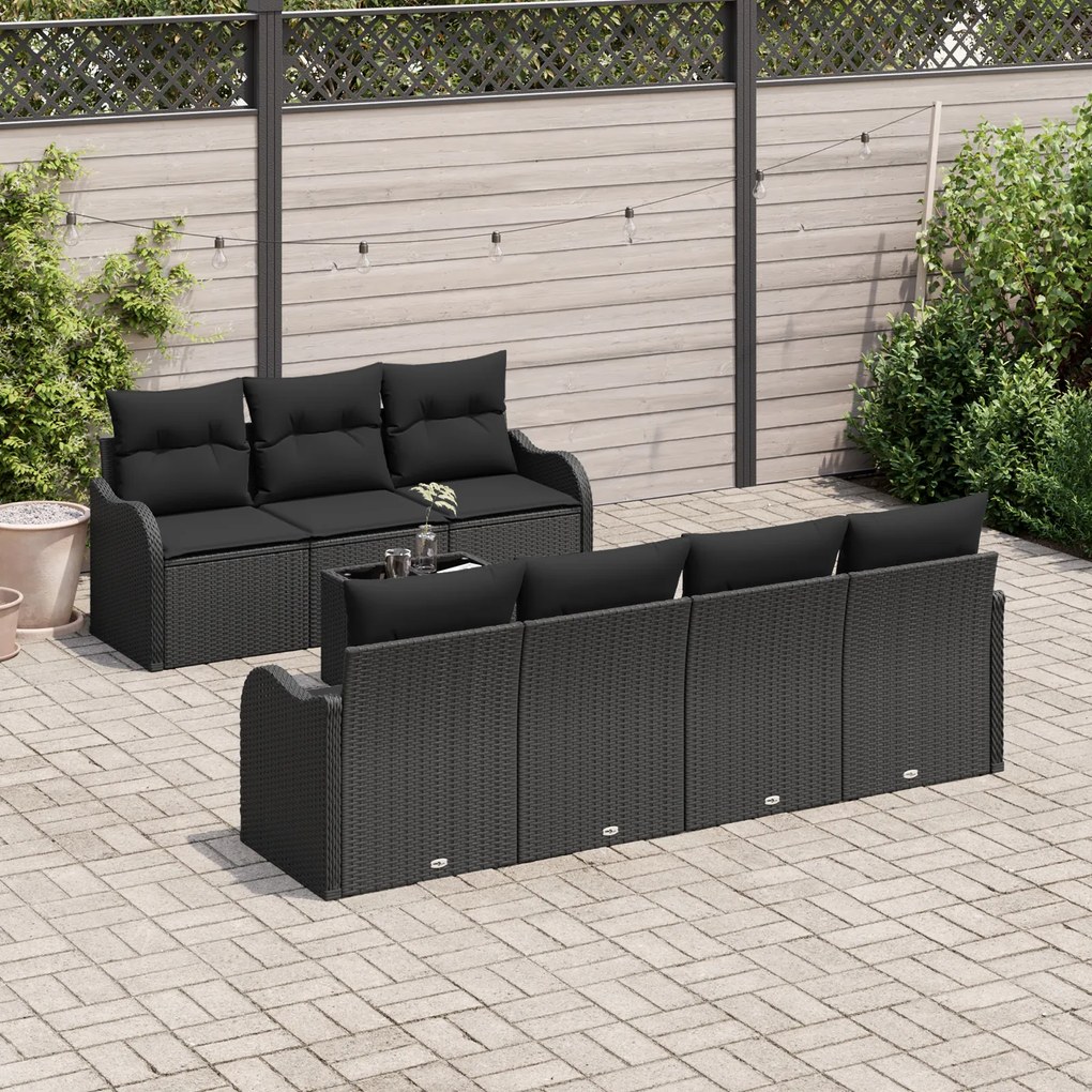 Conjunto de Sofás de Jardim vidaXL 8 Peças com Almofadas de Rattan Sin