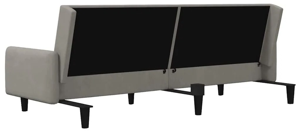 Sofá-cama de 2 lugares veludo cinzento-claro