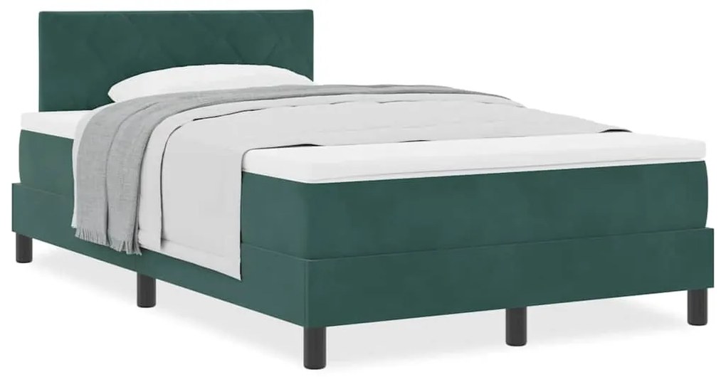Cama Box com Colchão vidaXL Verde Escuro Pequeno Duplo Veludo