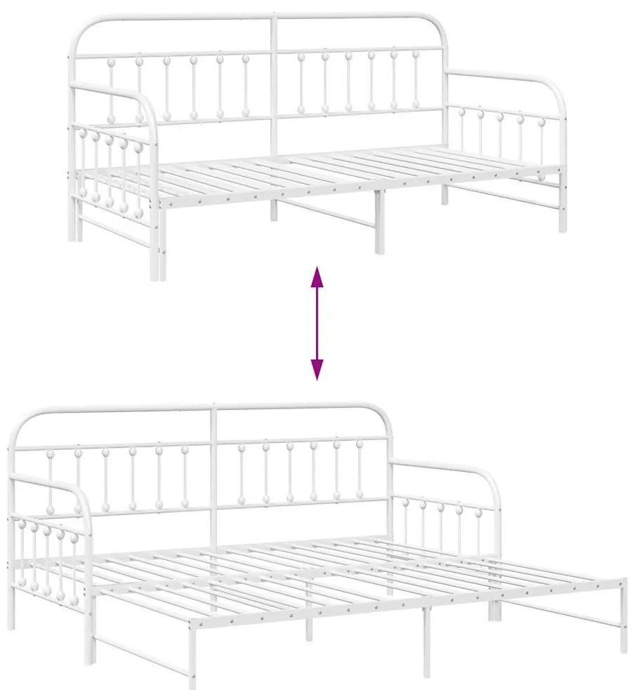 Estrutura de Daybed vidaXL com Cama Auxiliar Branca 90x190 cm Aço
