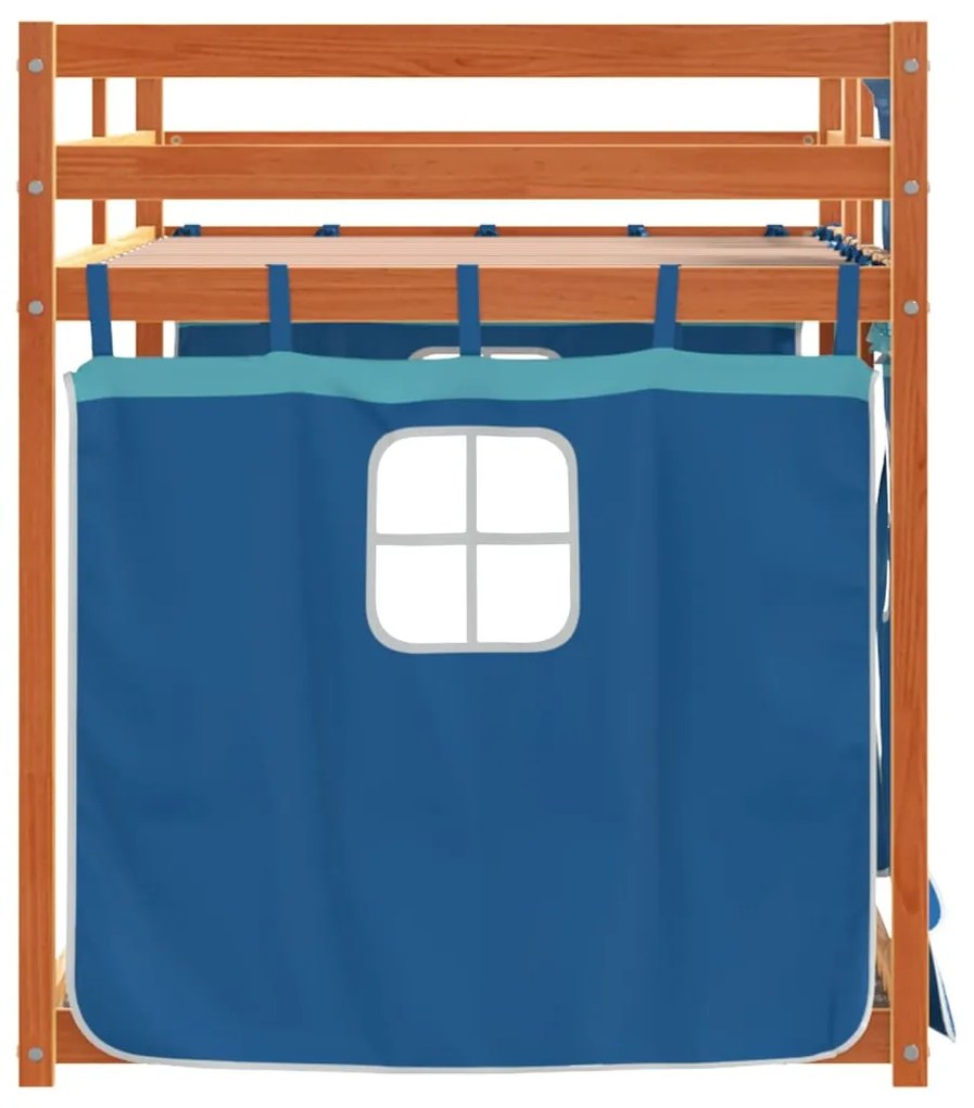 Beliche com cortinas 75x190 cm madeira de pinho maciça azul
