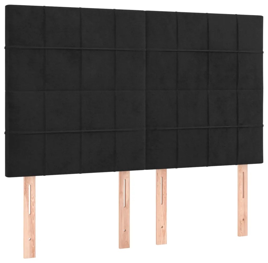 Cabeceira cama c/ LED veludo 144x5x118/128 cm preto