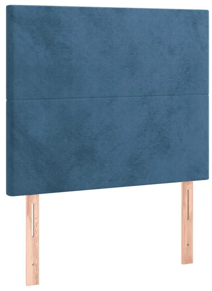 Estrutura de cama sem colchão 90x190 cm veludo azul-escuro
