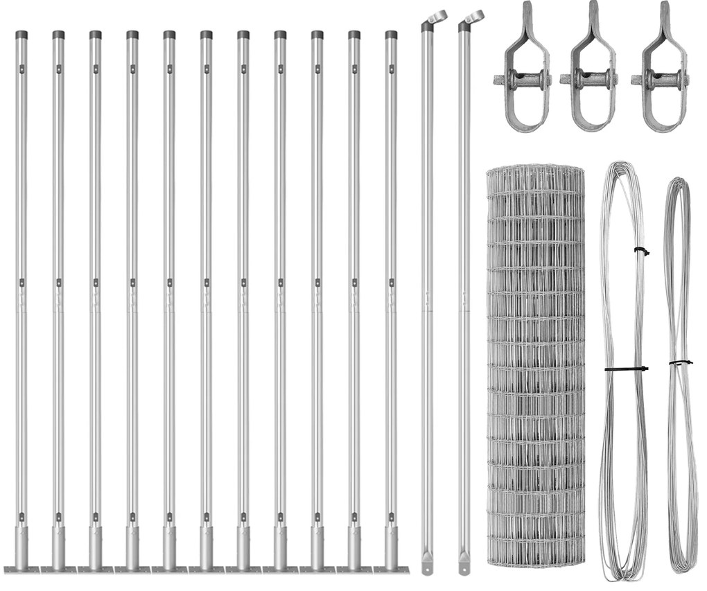 Cerca Euro com 13 Postes Flangados 0.8x25 m Aço Galvanizado