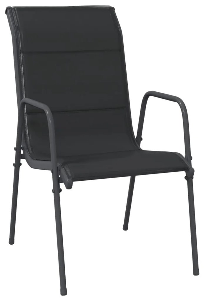 Cadeiras de jardim 6 pcs aço e textilene preto