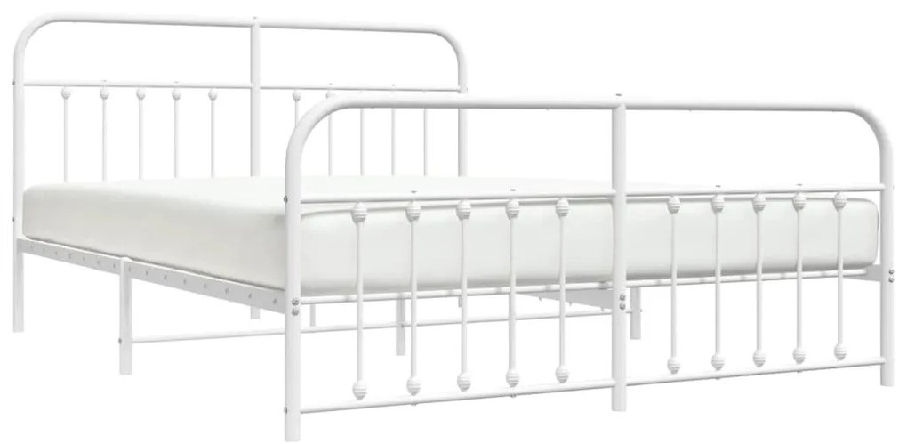 Estrutura de cama com cabeceira e pés 183x213 cm metal branco