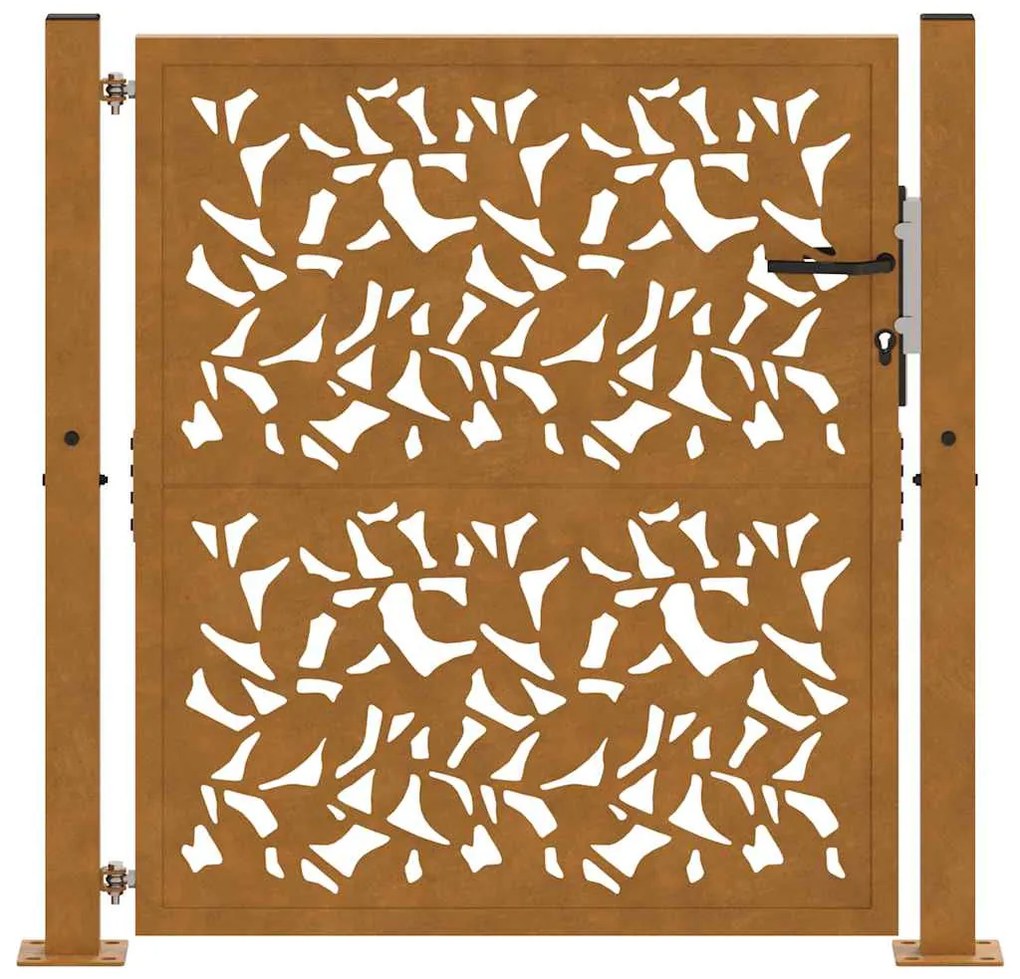 Portão de jardim 105x105 cm design de folha de aço resistente