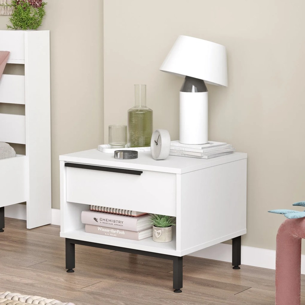 Mesa de Cabeceira ON14 – Branco – 53,6 cm x 42,4 cm x 44,5 cm