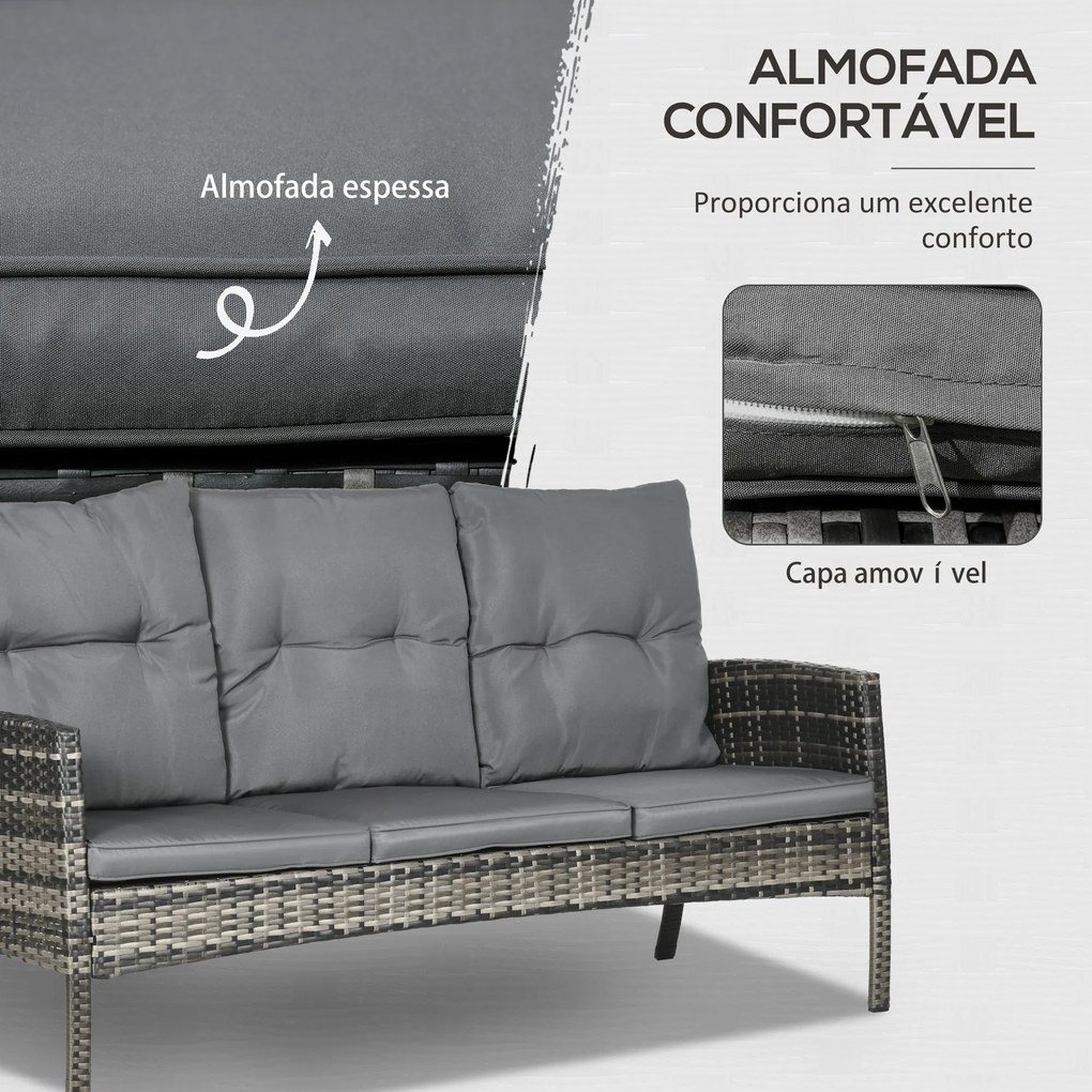Conjunto de Jardim 6 Peças em Vime Sintético – Modena Gris – Cinzento