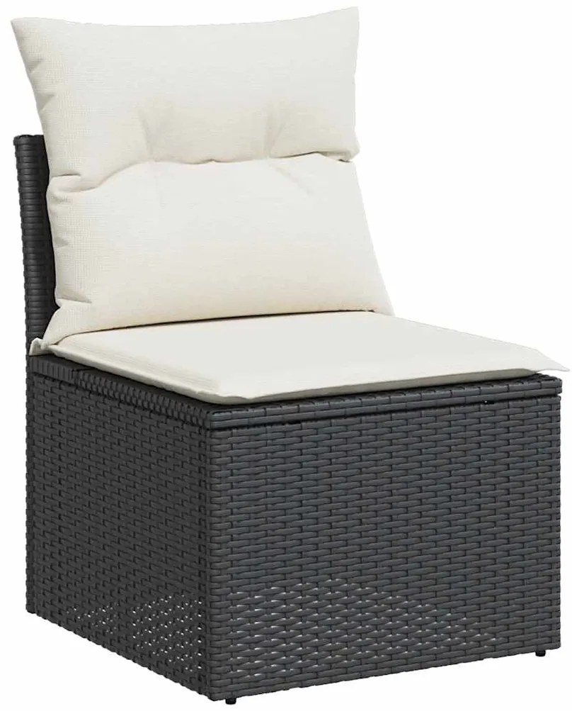 14 pcs conjunto de sofás p/ jardim c/ almofadões vime PE preto