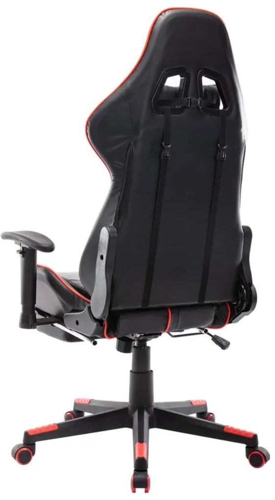 Cadeira gaming c/ apoio de pés couro artificial preto/vermelho