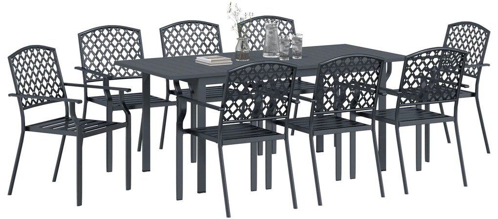 Conjunto de Jantar vidaXL de 9 Peças em Aço Antracite