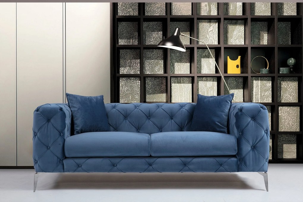 Sofá de 2 Lugares Como – Azul – 197 cm x 73 cm x 90 cm