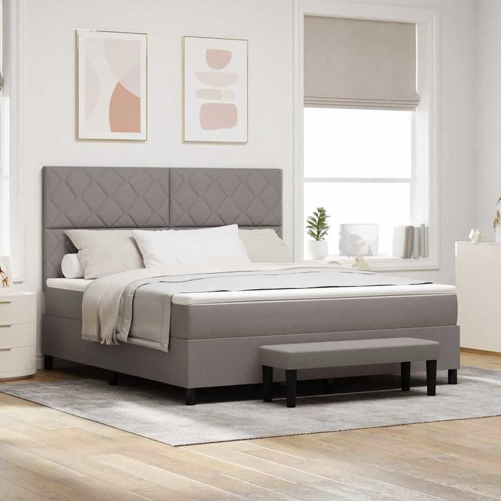 vidaXL Cama Box com colchão Cinzento-acastanhado 180 x 200 cm tecido