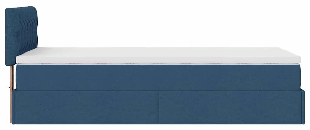 Cama otomana com colchão 100x200 cm tecido azul