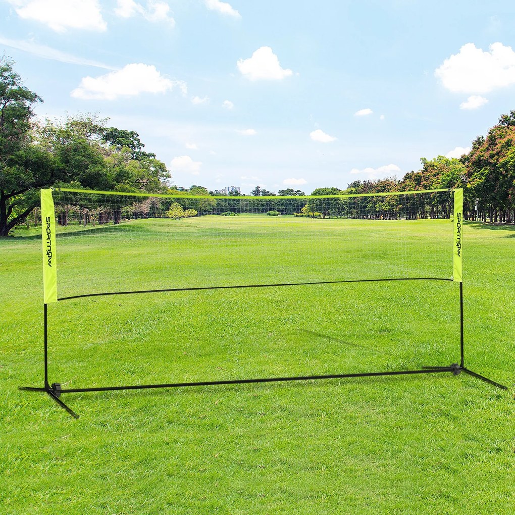 Rede de Badminton Portátil, 420 x 103 x 155 cm, Altura Ajustável, Preto