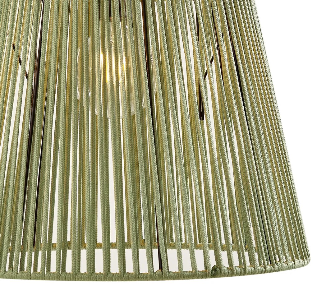Candeeiro suspenso de exterior preto com abajur de corda verde IP44 - Cava Japandi