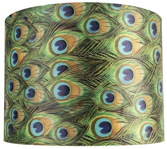 Abajur de veludo com design de pavão 40/40/30 com interior dourado