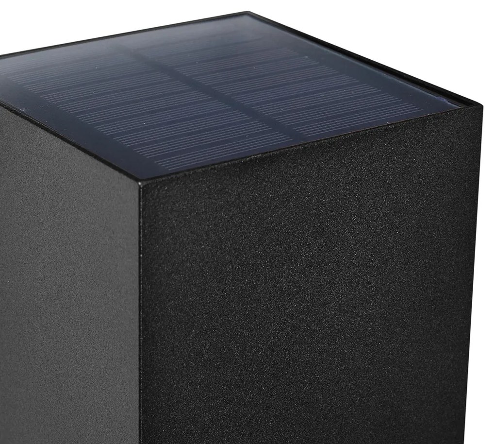 Aplique de Parede Exterior Preto Incl. LED IP65 com Luz Regulável e Solar - Charlene