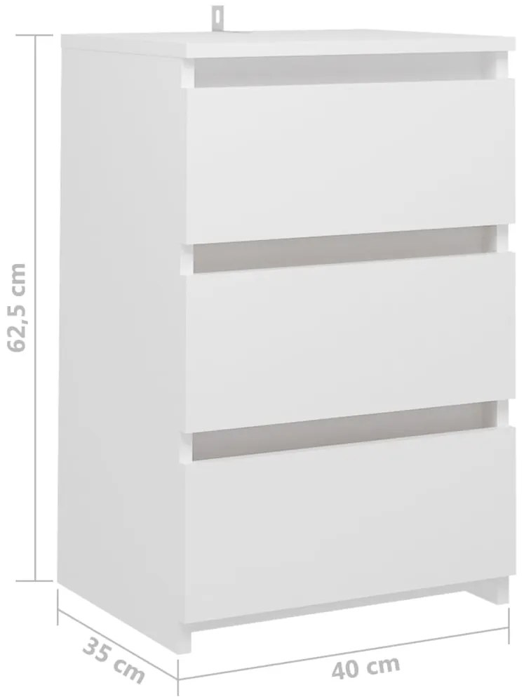 Mesas de cabeceira 2 pcs 40x35x62,5 cm derivados madeira branco