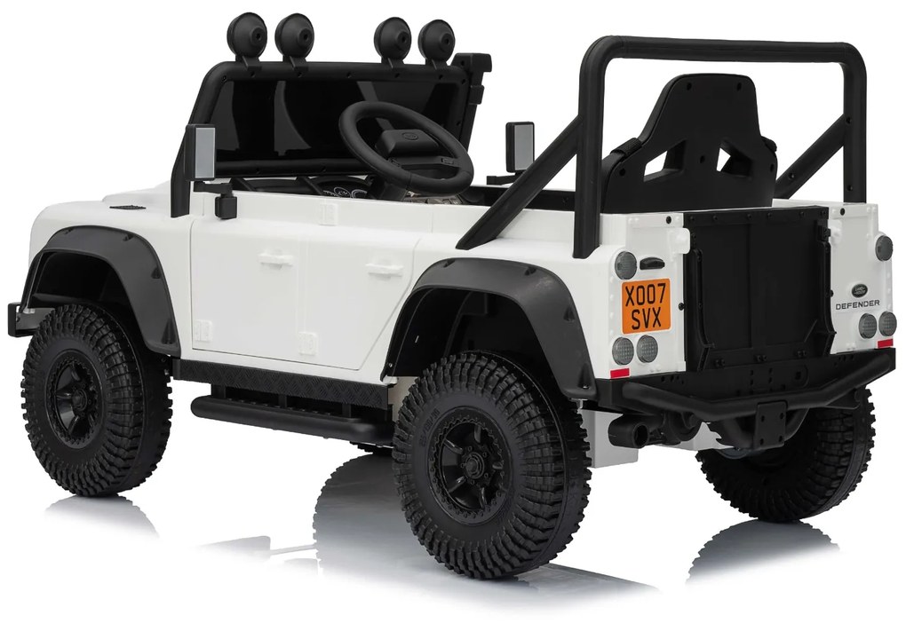 Jipe elétrico para crianças Land Rover Defender 110 SVX 12V, 4X4, luzes LED, bateria de lítio, licença ORIGINAL Branco
