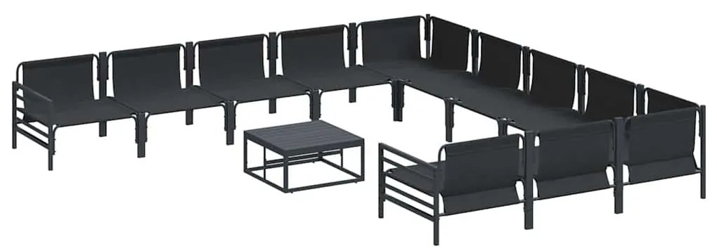 Conjunto de Sofá de Jardim 12 pcs Cinzento-escuro Aço