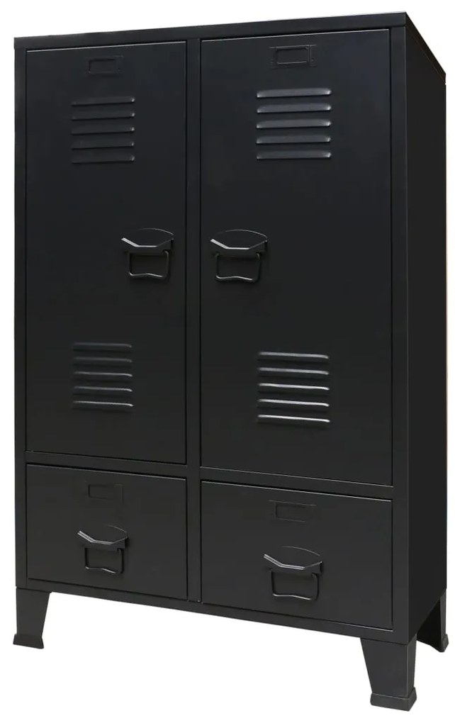 Roupeiro estilo industrial em metal 67x35x107 cm preto