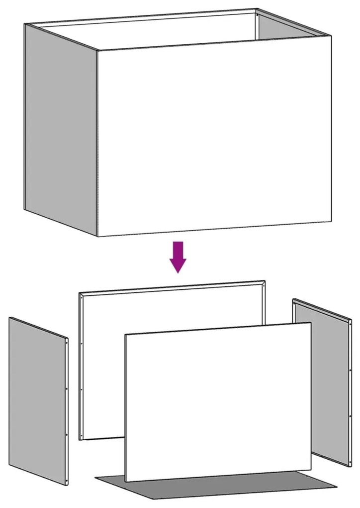 Vaso/floreira 62x47x46 cm aço galvanizado prateado