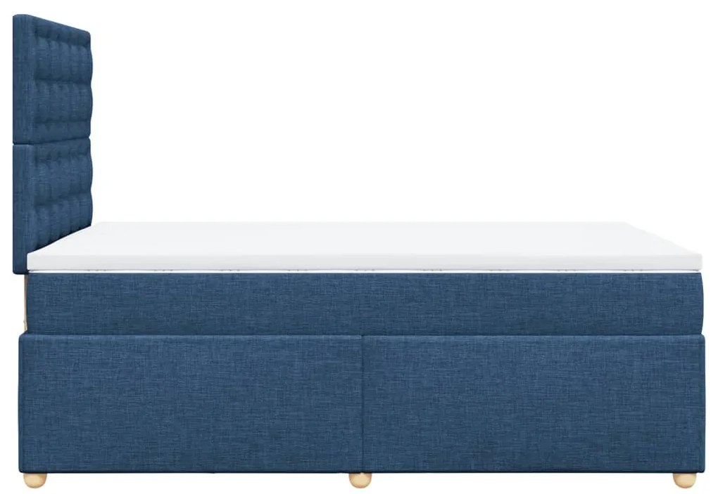Cama boxspring com colchão 120x190 cm tecido azul
