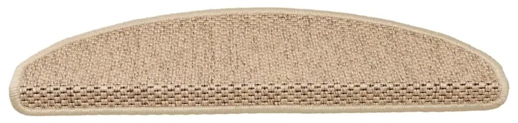 Tapetes escada adesivos aspeto sisal 15pcs 65x21x4cm cor areia